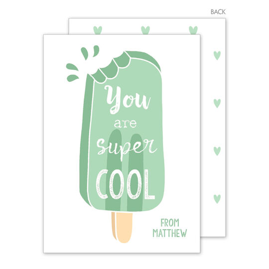 Green Popsicle Valentine Exchange Cards